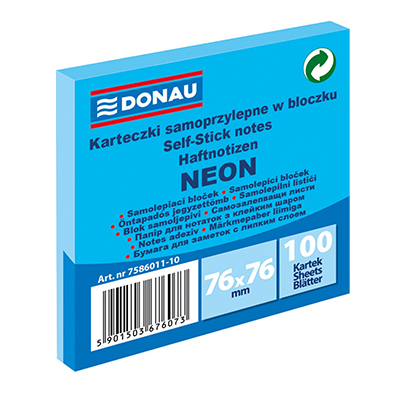 Стікер 76*76мм 100арк синій NEON 7586011-10 (12) (DONAU)